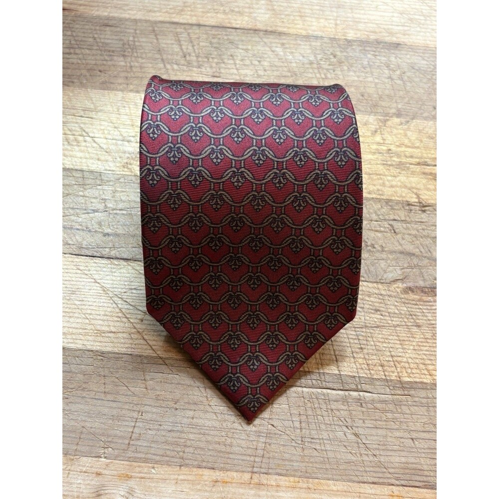 Horchow Silk Burgundy Geometric Neat Print Men’s Tie